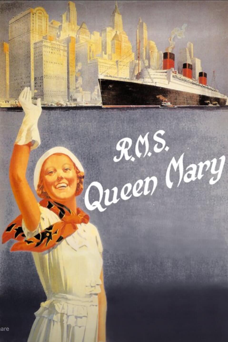 Poster RMS Queen Mary Sands Fulton Story